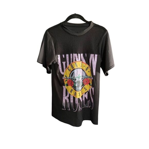 Guns N’ Roses women’s black short sleeve mesh top size medium￼ - Picture 1 of 3